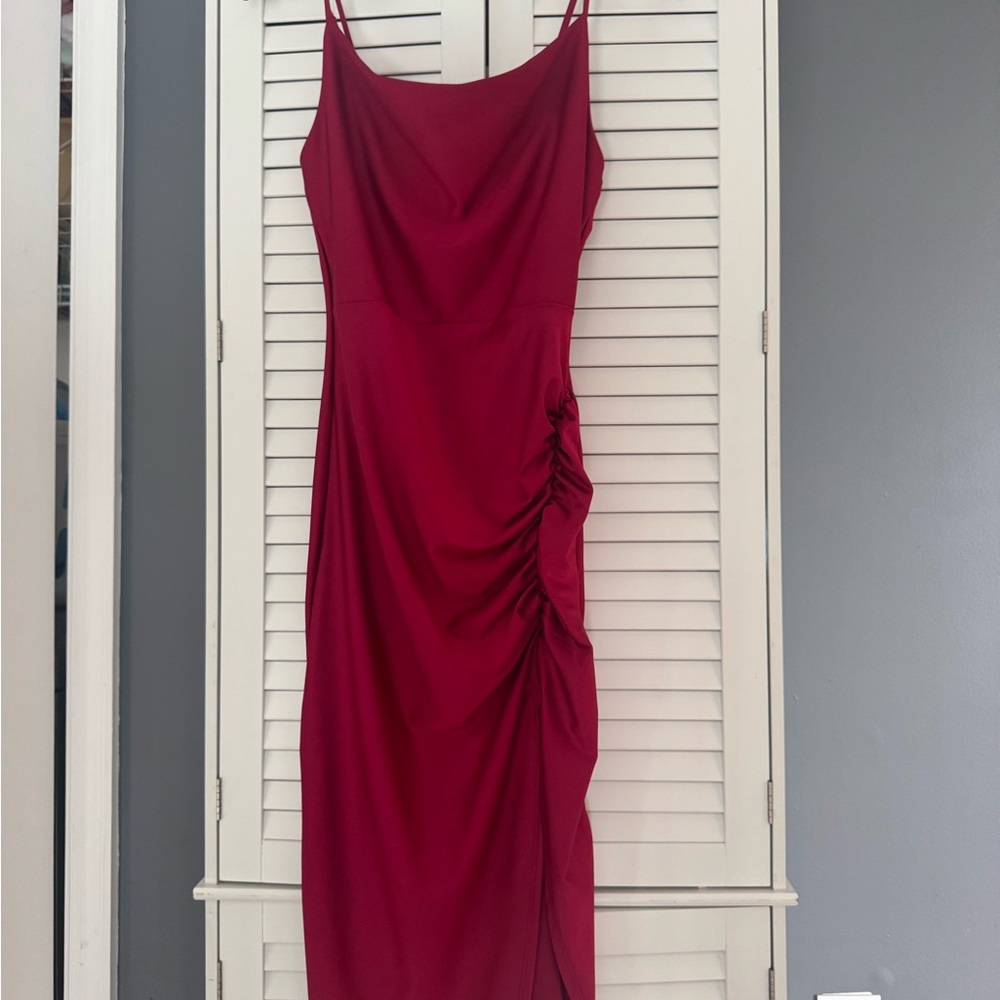 Elegant Red Ruched Dress